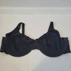 Serenada Bra 46DD Black Lace Trim Unlined Underwire
